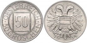 50 Groschen, 1934
1. Republik 1918 - 1933 - 1938. Wien. 5,45g
Her. 50
vz/stgl
