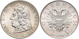2 Schilling, 1936
1. Republik 1918 - 1933 - 1938. Savoyen. Wien
12,10g
Her. 40
EA/stgl