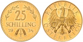 25 Schilling, 1934
1. Republik 1918 - 1933 - 1938. Wien. 5,93g
Her. 24
f.stgl