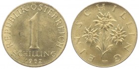 1 Schilling, 1962
2. Republik 1945 - heute. Wien. 4,20g
Her. 61
stgl