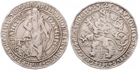 Stephan und seine Brüder 1505 - 1526
Schlick. Taler, 1520. in Silber ohne Datum unten rechts und mit Behämmertem Rand, Überprägungsspuren, Nachprägung...