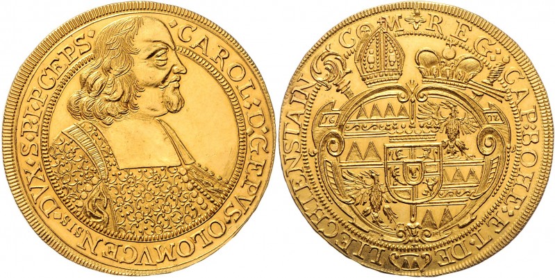 Carl von Lichtenstein 1664 - 1695
Olmütz. 10 Dukaten, 1678. Nachprägung / Resrik...