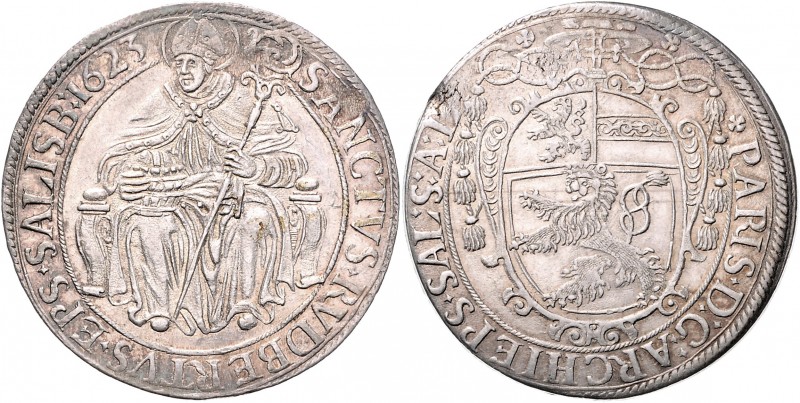 Paris Graf Lodron 1619 - 1653
Salzburg - Erzbistum. Taler, 1623. alter Typus, We...