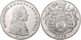 Hieronymus Graf Colloredo 1772 - 1803
Salzburg - Erzbistum. 1/2 Taler, 1775 M. Salzburg
14,01g
HZ 3251
vz