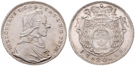 Hieronymus Graf Colloredo 1772 - 1803
Salzburg - Erzbistum. 20 Kreuzer, 1786. Salzburg
6,68g
HZ 3276
vz
