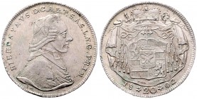 Hieronymus Graf Colloredo 1772 - 1803
Salzburg - Erzbistum. 20 Kreuzer, 1802. Salzburg
6,67g
HZ 3295
vz
