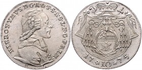 Hieronymus Graf Colloredo 1772 - 1803
Salzburg - Erzbistum. 10 Kreuzer, 1775(74). Salzburg
3,88g
HZ 3304
leichte Schrötlingsfehler
vz