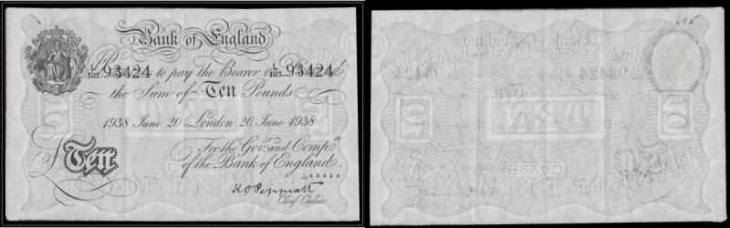 Ten Pounds Peppiatt White note dated 20 June 1938 with Serial no. L107 93424, ab...