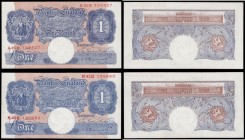 One Pounds Peppiatt World War II Emergency B249 Blue/Pink issues 1940 (2) comprising serial numbers N42D 135693 and A45H 754427. Both About UNC - UNC...