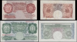 Bank of England Peppiatt Third Period Britannia medallion issues 1948 (2) comprising 10 Shillings B256 Red-Brown Unthreaded issue serial number 57L 43...