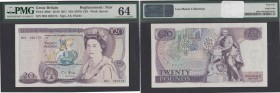 Twenty Pounds Fforde QE2 pictorial & William Shakespeare B319 Purple Replacement prefix M01 only issue 1970 series M01 020172 PMG Choice Uncirculated ...