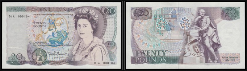 Twenty Pounds Somerset QE2 pictorial & William Shakespeare B351 Purple & Green i...