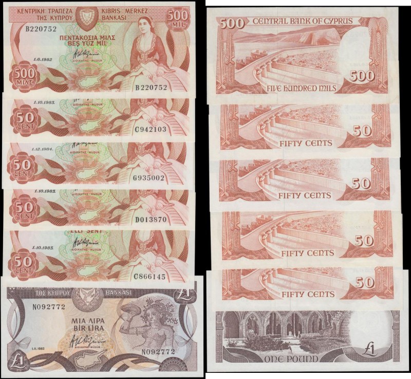 Cyprus early 1980's issues (6) in high grades GEF to about UNC - UNC comprising ...