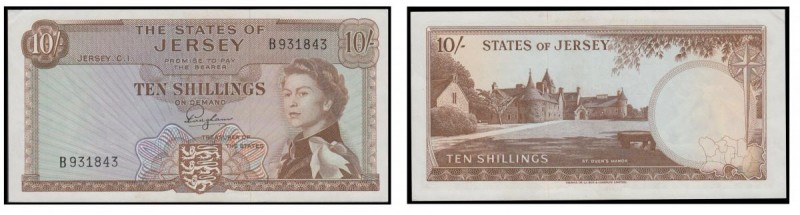 Jersey 10 Shillings Pick 7 (BY JE10) ND 1963 signature Padgham serial number B 9...