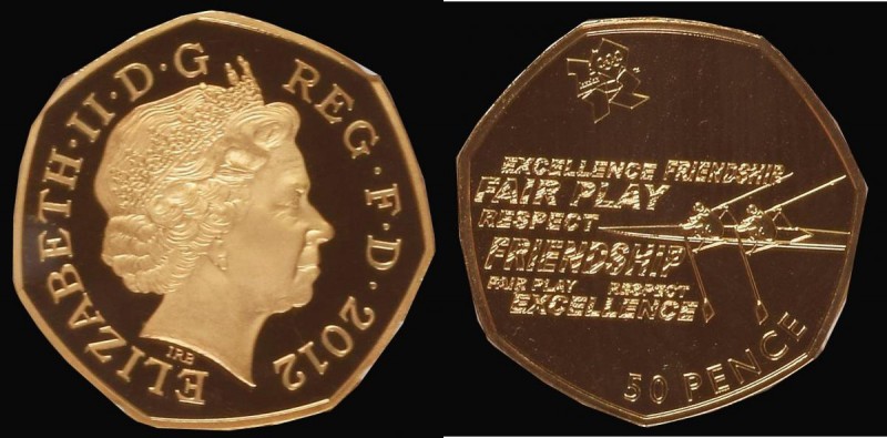 Fifty Pence 2012 London Olympic Games - Gold Medal Winners Coin - Rowing, Gold P...