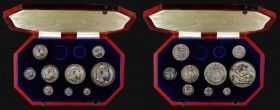 Proof Set 1902 a part set (9 coins) Crown, Halfcrown, Florin, Shilling, Sixpence and Maundy Set, AU to nFDC with matching tone, the Threepence with a ...