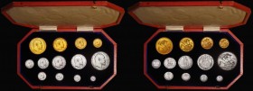 Proof Set 1902 Long Matt Set (13 coins) Gold Five Pounds, Two Pounds, Sovereign, Half Sovereign, Crown to Sixpence and Maundy Set, Sovereign with a sm...