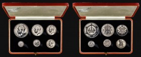 Proof Set 1927 (6 coins) Crown to Silver Threepence Bright UNC I the hard box of issue, the box with an inked signature on the inside of the lid

Es...