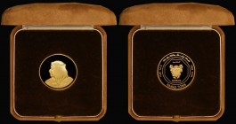 Bahrain 10 Dinars Medallic Coinage Gold AH1404 (1983) Ruler - Isa Bin Salman, Opening of Hamad Town, Reverse: Coat of Arms, Gold Proof listed by Kraus...