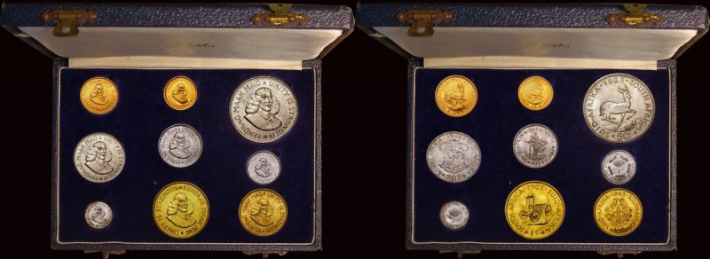 South Africa Proof Set 1963 the 9-coin set KM#PS56 comprising Gold 2 Rand, Gold ...