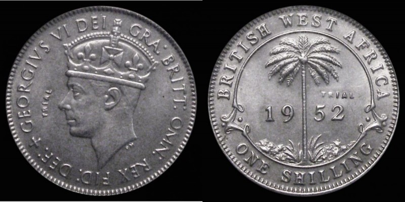 British West Africa Shilling 1952 a trial piece struck in chromed steel, with TR...