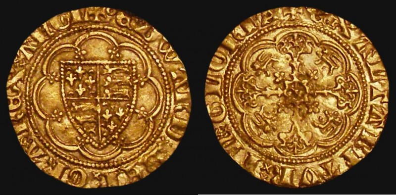 Quarter Noble Edward III Treaty Period. Reverse with Lis in centre, Obverse with...