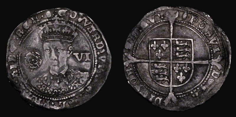 Sixpence Edward VI Fine Silver Issue (1551) S.2483, mintmark Tun, 2.46 grammes F...