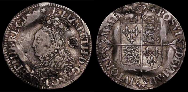 Sixpence Elizabeth I Milled Issue 1562 Large Broad Bust with elaborately decorat...