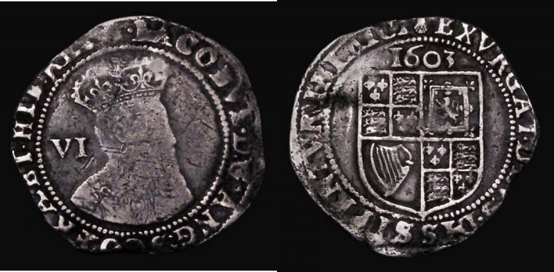 Sixpence James I 1603 First Coinage, Second Bust, S.2648 mintmark Thistle, 2.67 ...