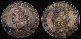 Crown 1658 8 over 7 Cromwell ESC 10, Bull 240, 30.04 grammes, GVF/Near EF, the die flaw at an intermediate stage, perhaps once cleaned, now retoned wi...