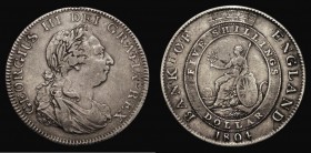 Dollar Bank of England 1804 No Stop After REX, Obverse E, Reverse 2, part of the under type visible including the last digit (7) of the date and the L...