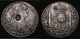 Dollar George III Oval Countermark on a Mexico 8 Reales 1791 Mo FM ESC 129, Bull 1852 Countermark VF, host coin NVF

Estimate: GBP 200 - 400