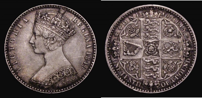 Florin 1849 ESC 802, Bull 2815 VF with some contact marks, the reverse slightly ...