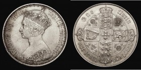 Florin 1871 ESC 837, Bull 2874, Davies 753, dies 3A, Top Cross does not overlap the border beads, Die Number 68, EF/GEF the obverse with some old scra...