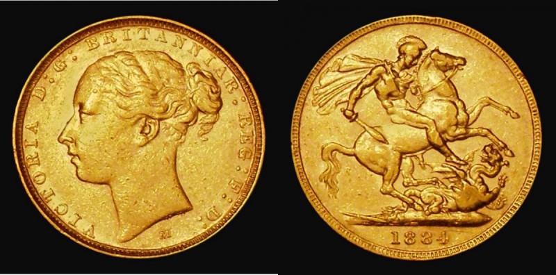 Sovereign 1884M George and the Dragon, WW buried in truncation, Marsh 106, S.385...