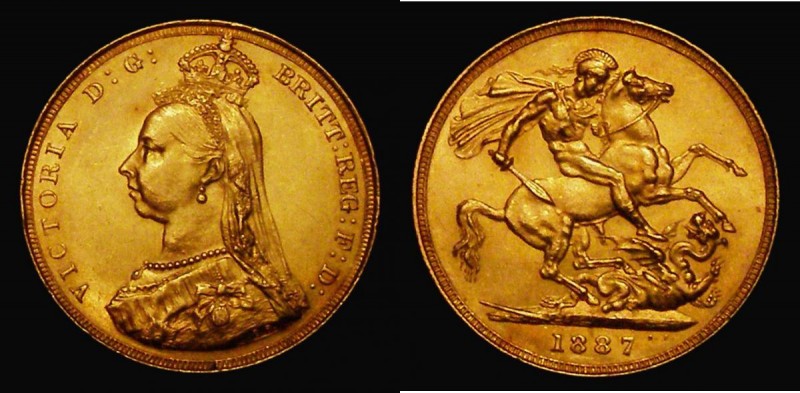 Sovereign 1887 Jubilee Head, First legend with G: of D:G: further from the crown...