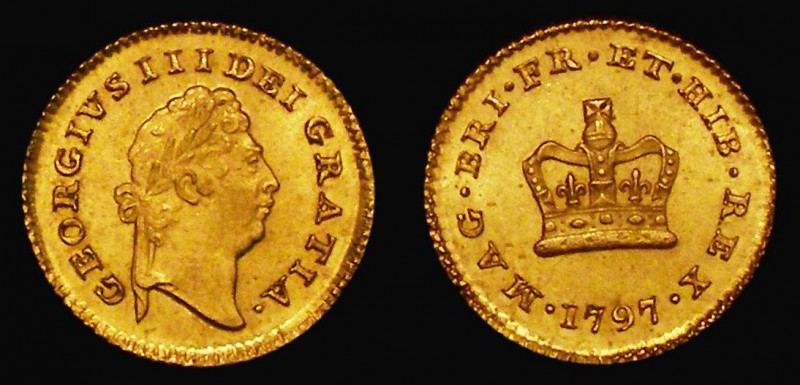 Third Guinea 1797 S.3738 UNC or very near so, the obverse with a small scratch, ...