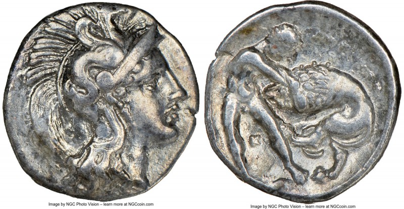 CALABRIA. Tarentum. Ca. 380-280 BC. AR diobol (12mm, 10h). NGC XF. Ca. 325-280 B...