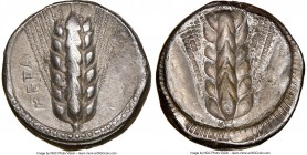 LUCANIA. Metapontum. Ca. 470-440 BC. AR stater (18mm, 6h). NGC Choice VF, brushed. META, six-grained barley ear; dotted border on raised rim / Incuse ...
