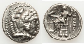 MACEDONIAN KINGDOM. Alexander III the Great (336-323 BC). AR tetradrachm (27mm, 16.48 gm, 9h). VF, porosity. Posthumous issue of Tyre, dated Regnal Ye...
