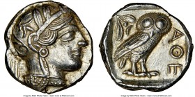 ATTICA. Athens. Ca. 440-404 BC. AR tetradrachm (23mm, 17.20 gm, 9h). NGC Choice AU 5/5 - 4/5. Mid-mass coinage issue. Head of Athena right, wearing cr...