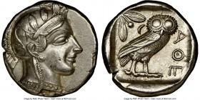 ATTICA. Athens. Ca. 440-404 BC. AR tetradrachm (25mm, 17.15 gm, 8h). NGC Choice AU 5/5 - 3/5, brushed. Mid-mass coinage issue. Head of Athena right, w...