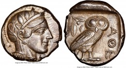 ATTICA. Athens. Ca. 440-404 BC. AR tetradrachm (24mm, 17.18 gm, 10h). NGC AU 5/5 - 5/5. Mid-mass coinage issue. Head of Athena right, wearing crested ...