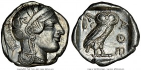 ATTICA. Athens. Ca. 440-404 BC. AR tetradrachm (25mm, 17.19 gm, 1h). NGC AU 5/5 - 5/5. Mid-mass coinage issue. Head of Athena right, wearing crested A...