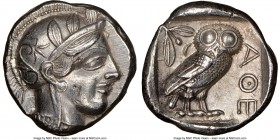 ATTICA. Athens. Ca. 440-404 BC. AR tetradrachm (24mm, 17.17 gm, 11h). NGC AU 5/5 - 4/5. Mid-mass coinage issue. Head of Athena right, wearing crested ...