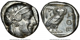 ATTICA. Athens. Ca. 440-404 BC. AR tetradrachm (25mm, 17.16 gm, 4h). NGC AU 4/5 - 5/5. Mid-mass coinage issue. Head of Athena right, wearing crested A...