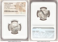 ATTICA. Athens. Ca. 440-404 BC. AR tetradrachm (25mm, 17.19 gm, 4h). NGC AU 4/5 - 4/5. Mid-mass coinage issue. Head of Athena right, wearing crested A...