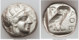 ATTICA. Athens. Ca. 440-404 BC. AR tetradrachm (24mm, 17.18 gm, 3h). Choice XF. Mid-mass coinage issue. Head of Athena right, wearing crested Attic he...