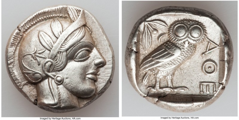 ATTICA. Athens. Ca. 440-404 BC. AR tetradrachm (25mm, 17.17 gm, 10h). AU. Mid-ma...