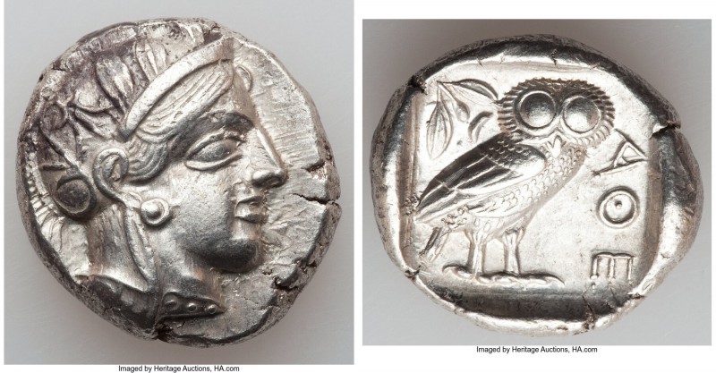 ATTICA. Athens. Ca. 440-404 BC. AR tetradrachm (26mm, 17.17 gm, 4h). AU. Mid-mas...